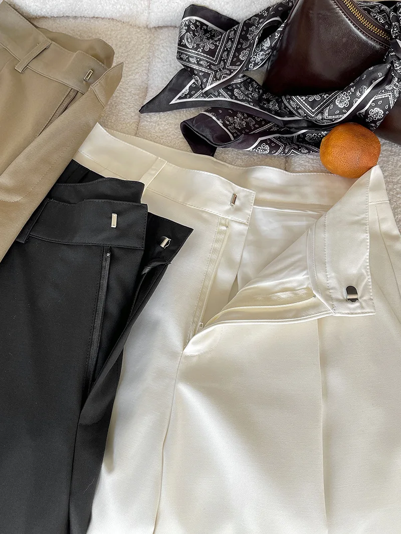 2025 Women Spring Fashion Big Wide Leg Pants High Waist Pleated Design Fashion Clothes Pants Female Trousers