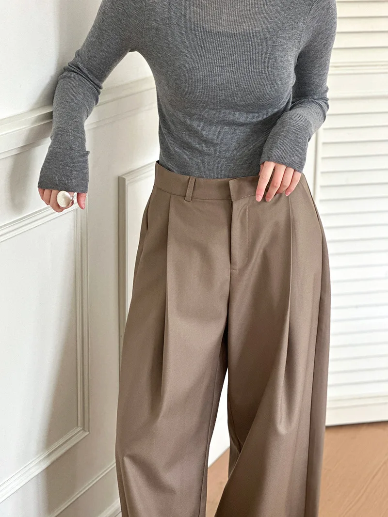 2025 Women Spring Fashion Big Wide Leg Pants High Waist Pleated Design Fashion Clothes Pants Female Trousers
