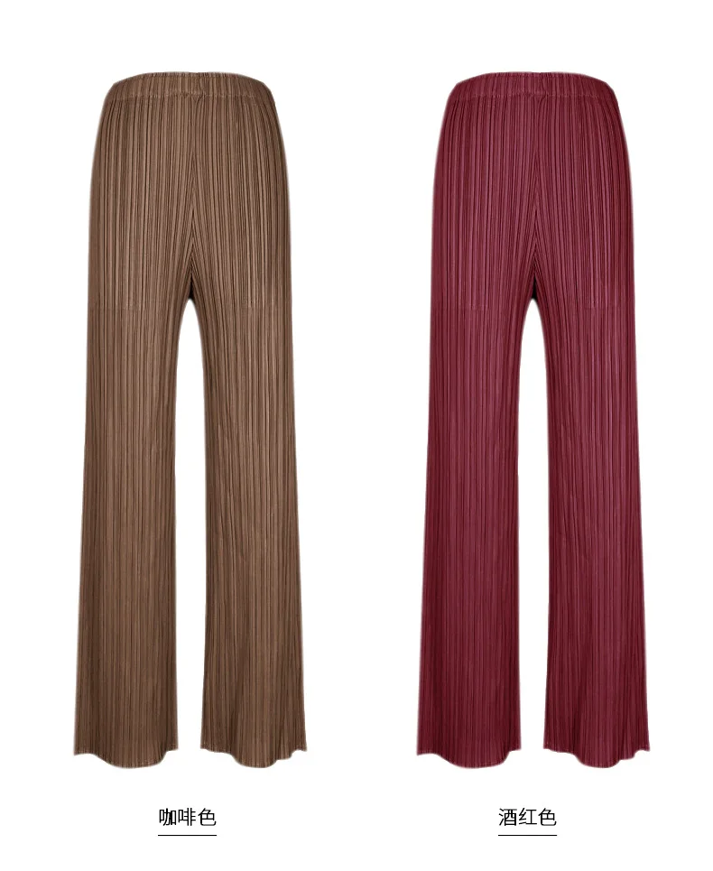 Miyake Zomer Veelzijdige Casual Broek Voor Vrouwen Losse Comfortabel Elastisch Dames Geplooide Lange Broek Rechte Pijpen Broek
