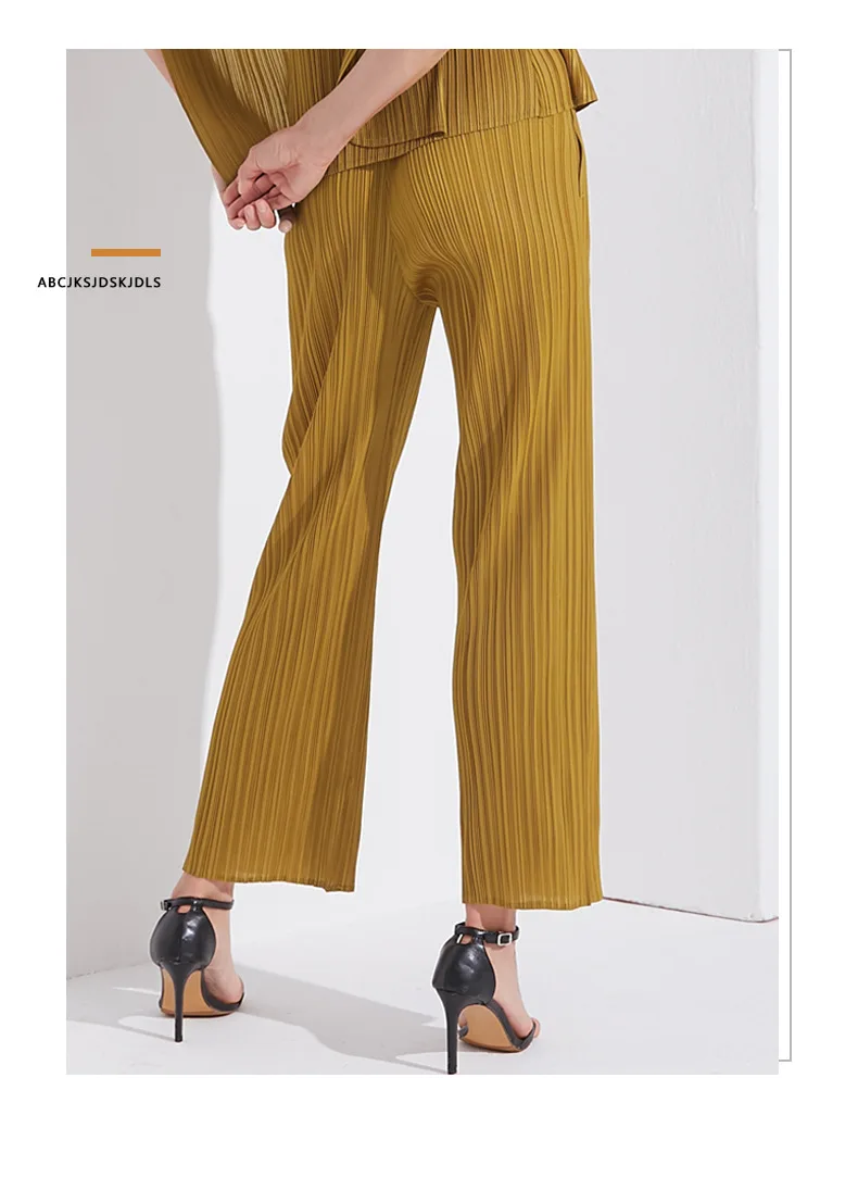 Miyake Zomer Veelzijdige Casual Broek Voor Vrouwen Losse Comfortabel Elastisch Dames Geplooide Lange Broek Rechte Pijpen Broek