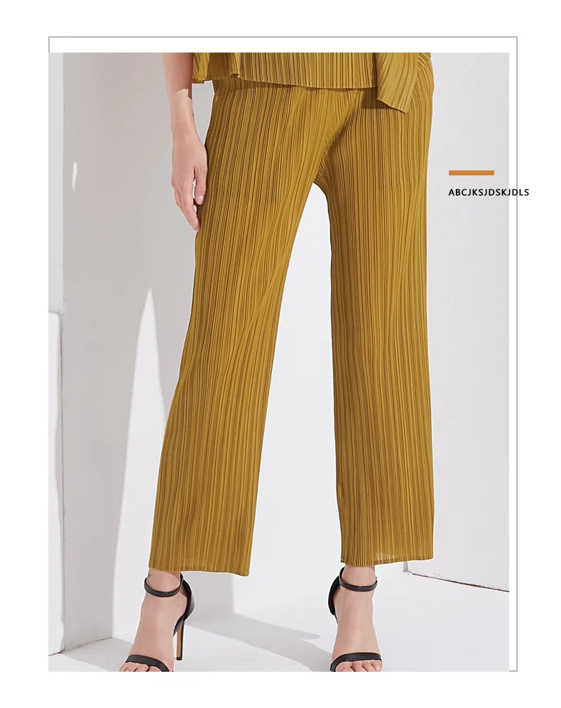 Miyake Zomer Veelzijdige Casual Broek Voor Vrouwen Losse Comfortabel Elastisch Dames Geplooide Lange Broek Rechte Pijpen Broek