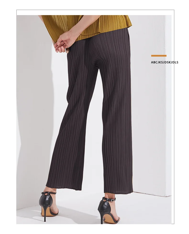 Miyake Zomer Veelzijdige Casual Broek Voor Vrouwen Losse Comfortabel Elastisch Dames Geplooide Lange Broek Rechte Pijpen Broek
