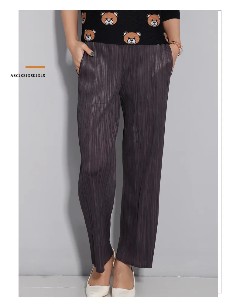 Miyake Zomer Veelzijdige Casual Broek Voor Vrouwen Losse Comfortabel Elastisch Dames Geplooide Lange Broek Rechte Pijpen Broek