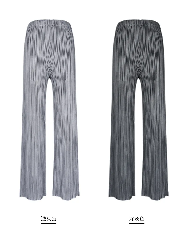 Miyake Zomer Veelzijdige Casual Broek Voor Vrouwen Losse Comfortabel Elastisch Dames Geplooide Lange Broek Rechte Pijpen Broek