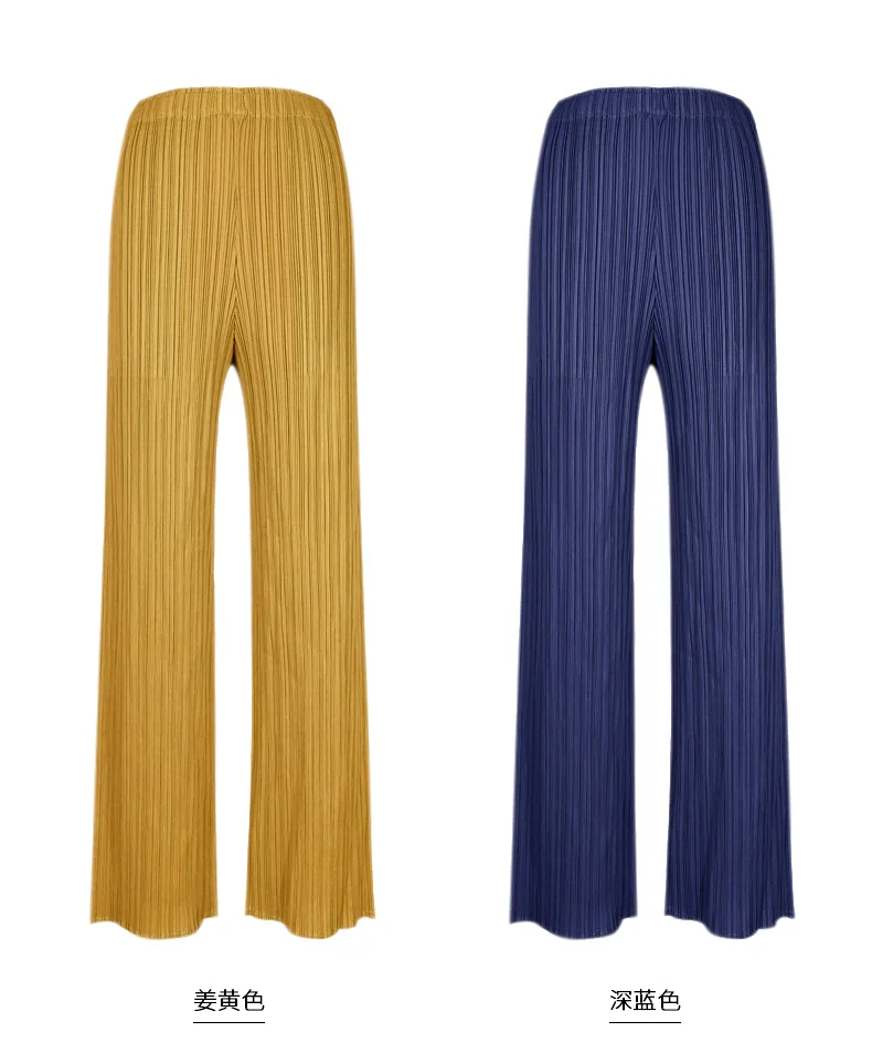 Miyake Zomer Veelzijdige Casual Broek Voor Vrouwen Losse Comfortabel Elastisch Dames Geplooide Lange Broek Rechte Pijpen Broek