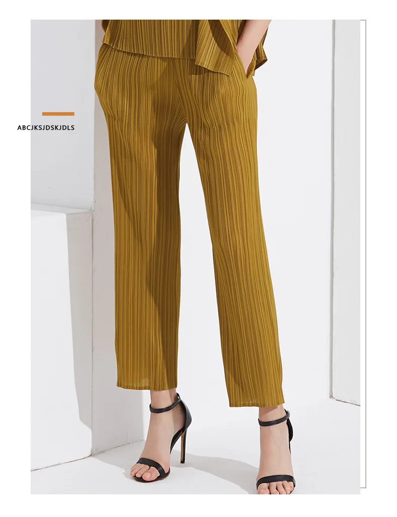 Miyake Zomer Veelzijdige Casual Broek Voor Vrouwen Losse Comfortabel Elastisch Dames Geplooide Lange Broek Rechte Pijpen Broek