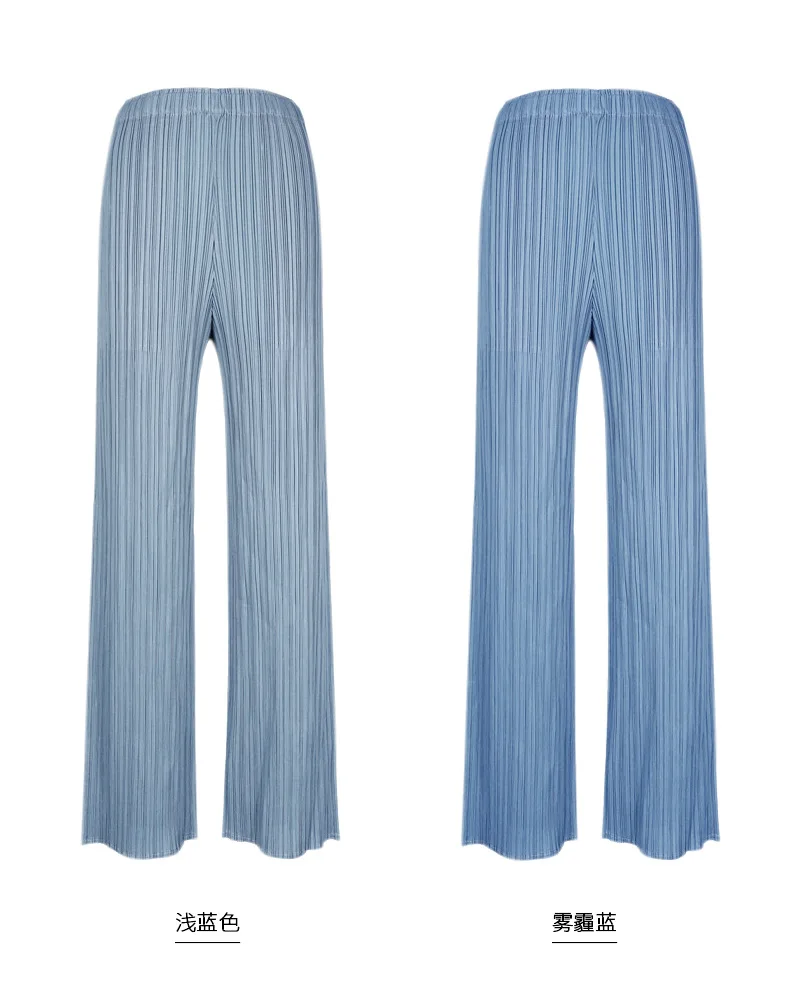 Miyake Zomer Veelzijdige Casual Broek Voor Vrouwen Losse Comfortabel Elastisch Dames Geplooide Lange Broek Rechte Pijpen Broek