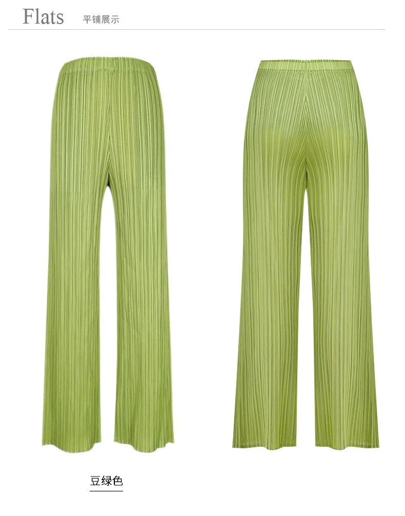 Miyake Zomer Veelzijdige Casual Broek Voor Vrouwen Losse Comfortabel Elastisch Dames Geplooide Lange Broek Rechte Pijpen Broek