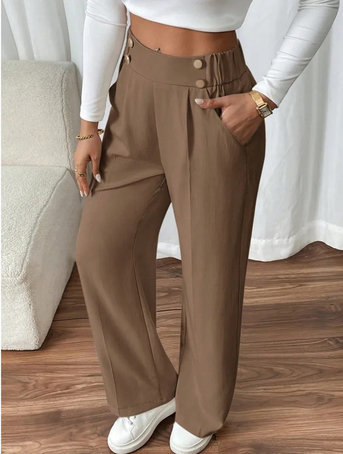 Women's Trousers Casual High-waisted Trousers Loose Temperament Versatile Office Female Straight Long Pants 2025