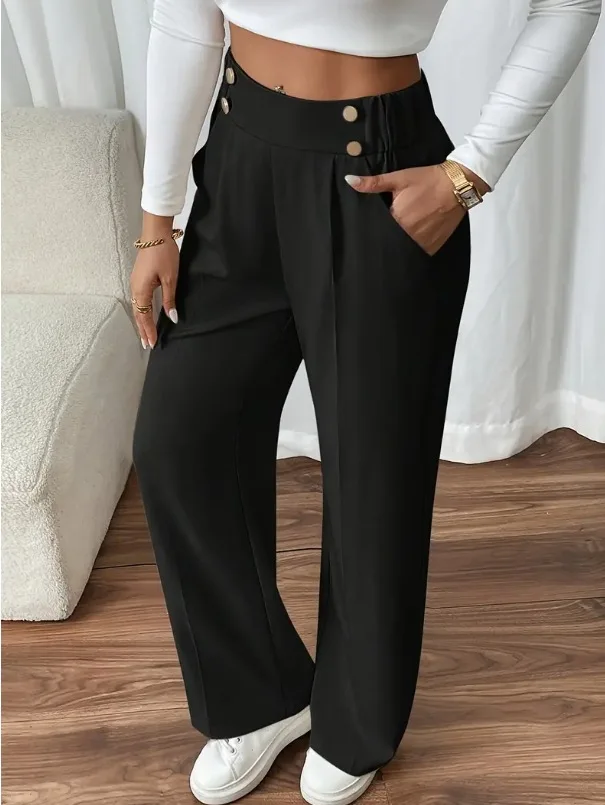 Women's Trousers Casual High-waisted Trousers Loose Temperament Versatile Office Female Straight Long Pants 2025
