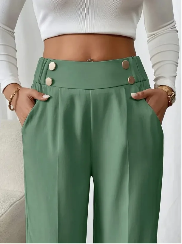 Women's Trousers Casual High-waisted Trousers Loose Temperament Versatile Office Female Straight Long Pants 2025