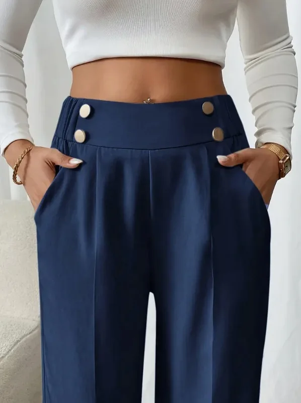 Women's Trousers Casual High-waisted Trousers Loose Temperament Versatile Office Female Straight Long Pants 2025