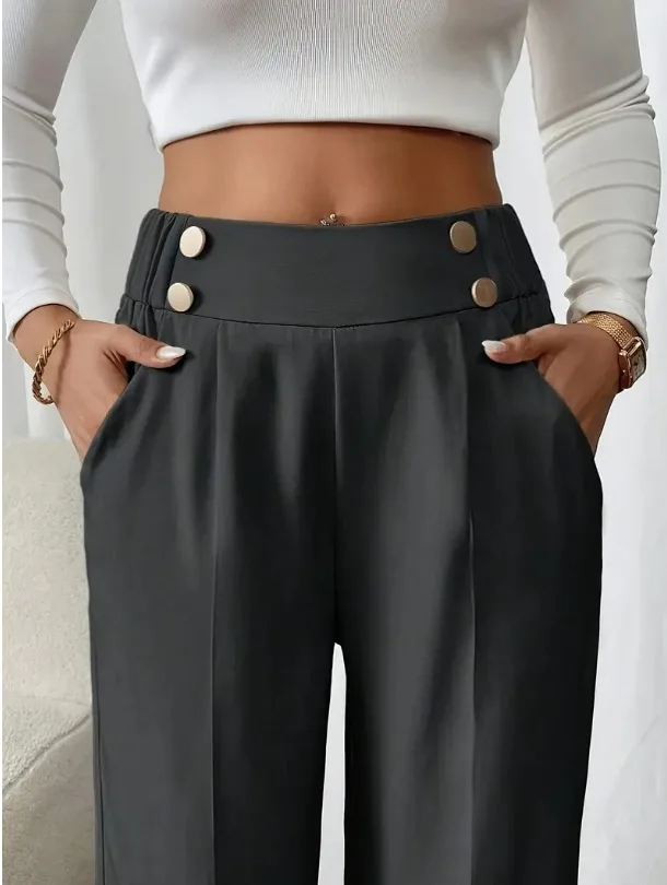 Women's Trousers Casual High-waisted Trousers Loose Temperament Versatile Office Female Straight Long Pants 2025