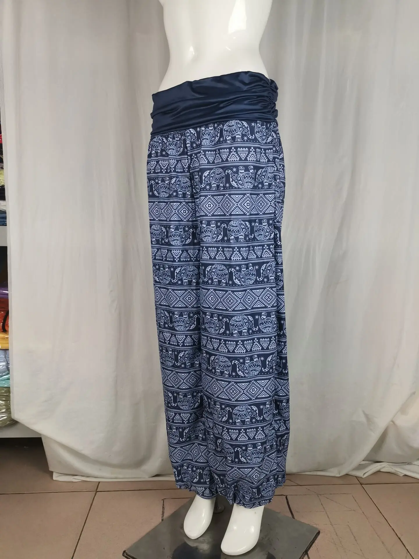 2026 Women's Fashion Elephant Print Yoga Low Waist Long Pants Loose Bloomer Trousers Bohemian Beach Trousers Vintage Harem Pants