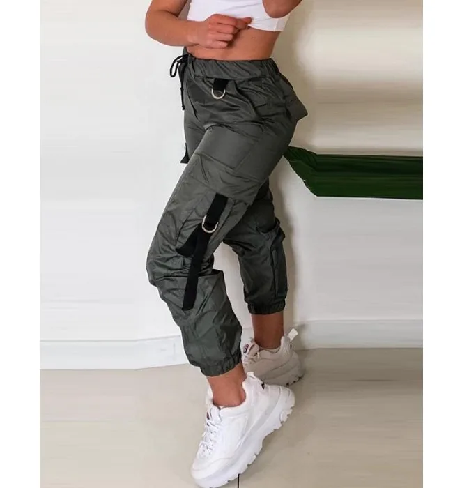 Cargo Pants Women Streetwear Autumn and Winter New Fashion Tight Versatile Casual Loose Waist Patch Pocket Trousers for Female