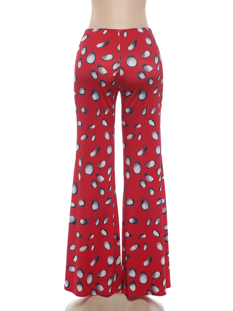 Weird Puss Trend Print Pants Women Casuals Simple Elastic Waist Fashion Midnight Street Clubwear Daily Chic Wide-Leg Bottoms