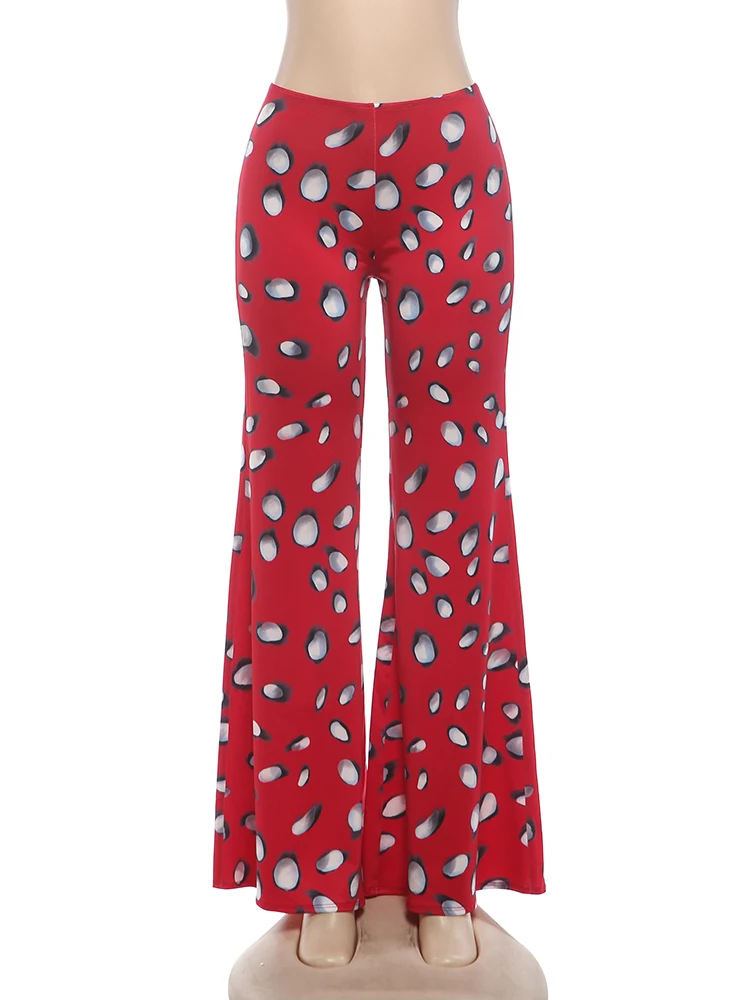 Weird Puss Trend Print Pants Women Casuals Simple Elastic Waist Fashion Midnight Street Clubwear Daily Chic Wide-Leg Bottoms