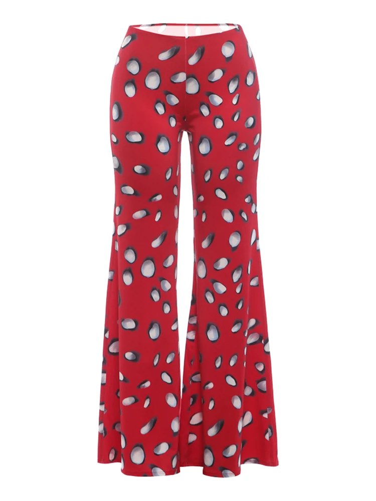 Weird Puss Trend Print Pants Women Casuals Simple Elastic Waist Fashion Midnight Street Clubwear Daily Chic Wide-Leg Bottoms