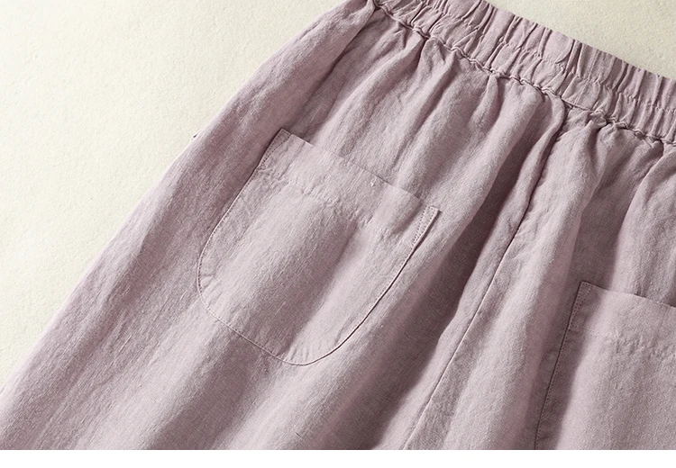 Cotton Linen Wide Leg Hallen Pants Women's Summer New Korean Style Artistic Chic Drawstring High Waist Casual Ankle-length Pants