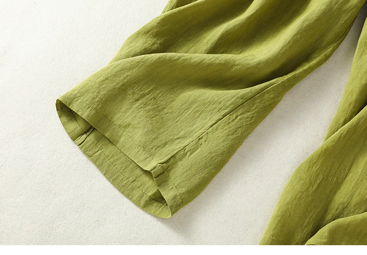Cotton Linen Wide Leg Hallen Pants Women's Summer New Korean Style Artistic Chic Drawstring High Waist Casual Ankle-length Pants
