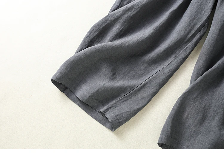 Cotton Linen Wide Leg Hallen Pants Women's Summer New Korean Style Artistic Chic Drawstring High Waist Casual Ankle-length Pants