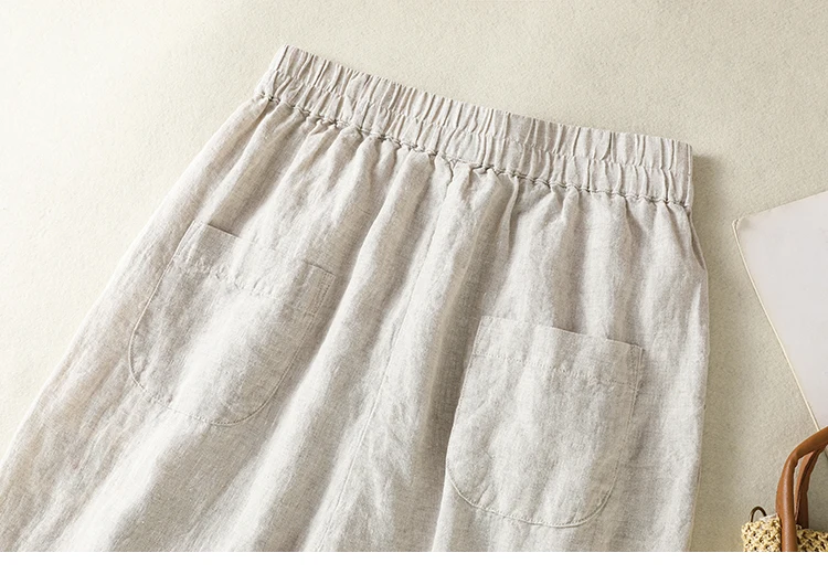 Cotton Linen Wide Leg Hallen Pants Women's Summer New Korean Style Artistic Chic Drawstring High Waist Casual Ankle-length Pants
