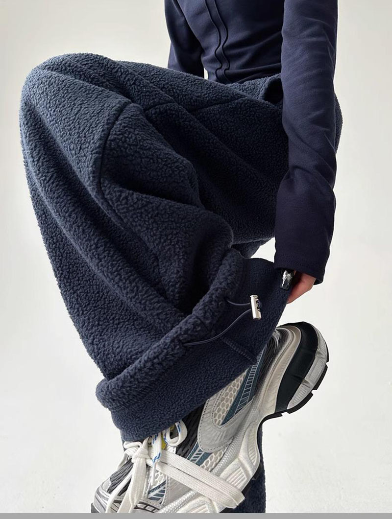 2025 New Polar Fleece Wide Leg Trousers for Women Oversize Style Loose Winter Thick Warm Sweatpants Y2K Vintage Thermal Pants