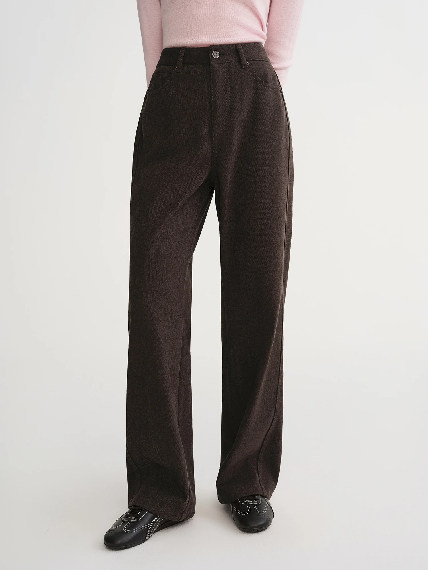 DUSHU 2025 Winter Women's High Waist Straight Wide Leg Pants - Office Casual Trousers with Stretch Fabric for Daily Comfort Wear