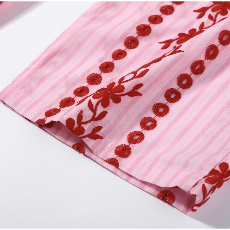 Casual Print Embroidery Pants Women High Waist Straight Hollow Out Trousers Female 2026 Spring Summer New Chic Cotton Streetwear