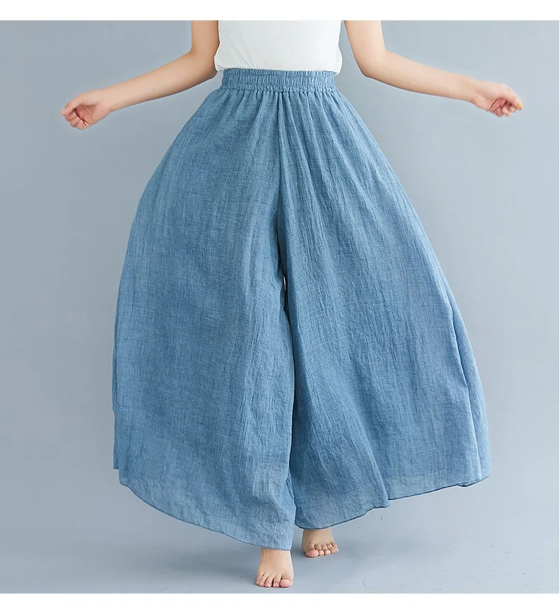 Johnature Ankle-length Pant Casual Loose Elastic Waist Multiple Color Wide Leg Pants 2026 New Clothes National Style Women Pants