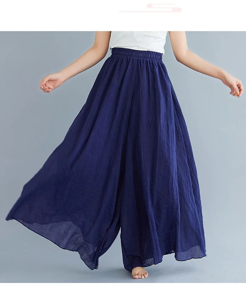 Johnature Ankle-length Pant Casual Loose Elastic Waist Multiple Color Wide Leg Pants 2026 New Clothes National Style Women Pants