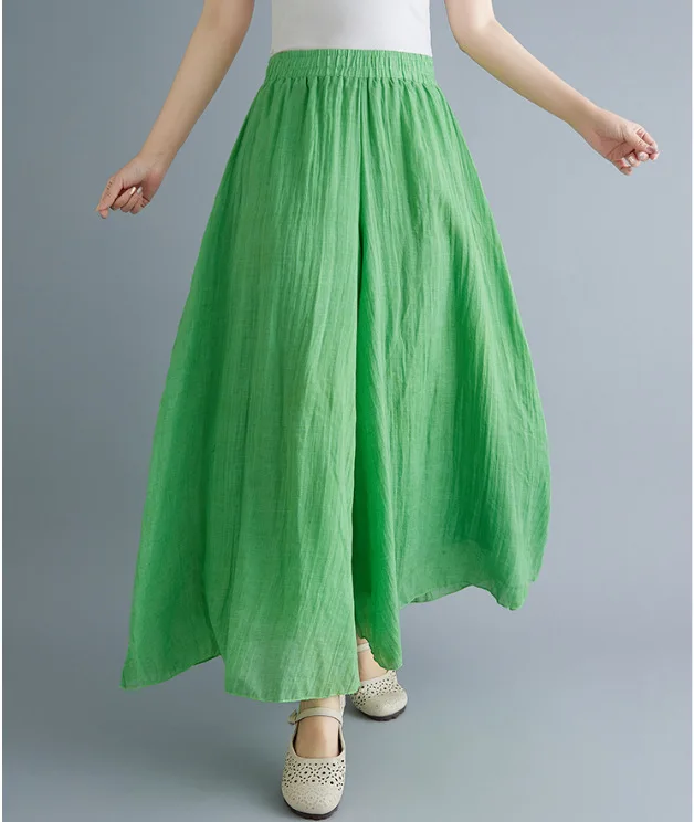 Johnature Ankle-length Pant Casual Loose Elastic Waist Multiple Color Wide Leg Pants 2026 New Clothes National Style Women Pants