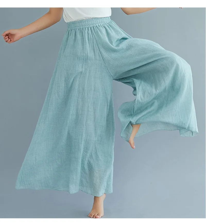 Johnature Ankle-length Pant Casual Loose Elastic Waist Multiple Color Wide Leg Pants 2026 New Clothes National Style Women Pants