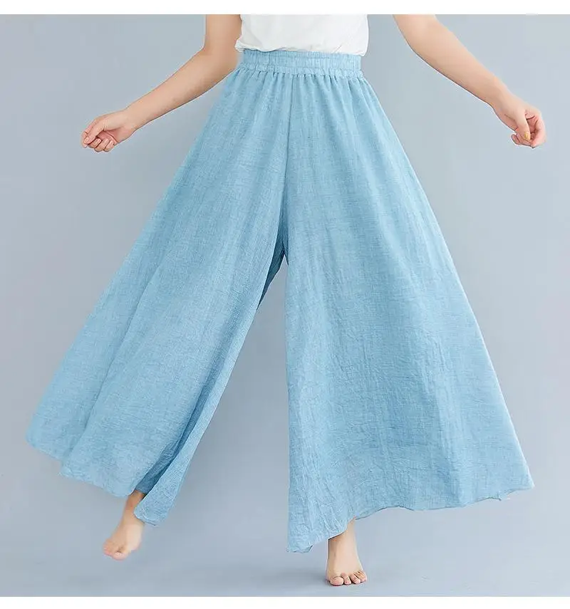 Johnature Ankle-length Pant Casual Loose Elastic Waist Multiple Color Wide Leg Pants 2026 New Clothes National Style Women Pants