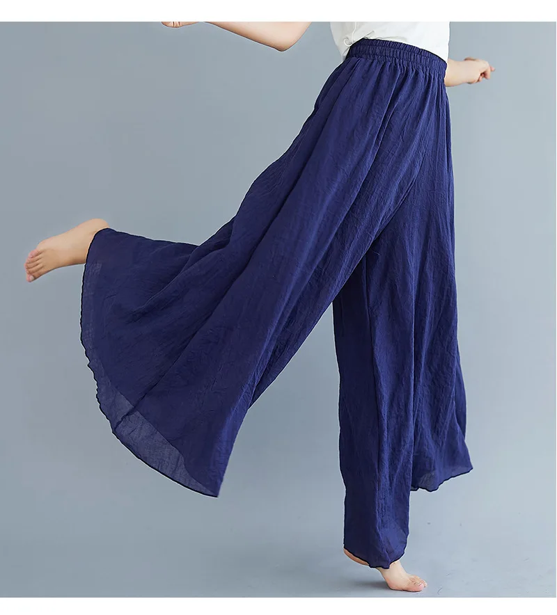 Johnature Ankle-length Pant Casual Loose Elastic Waist Multiple Color Wide Leg Pants 2026 New Clothes National Style Women Pants