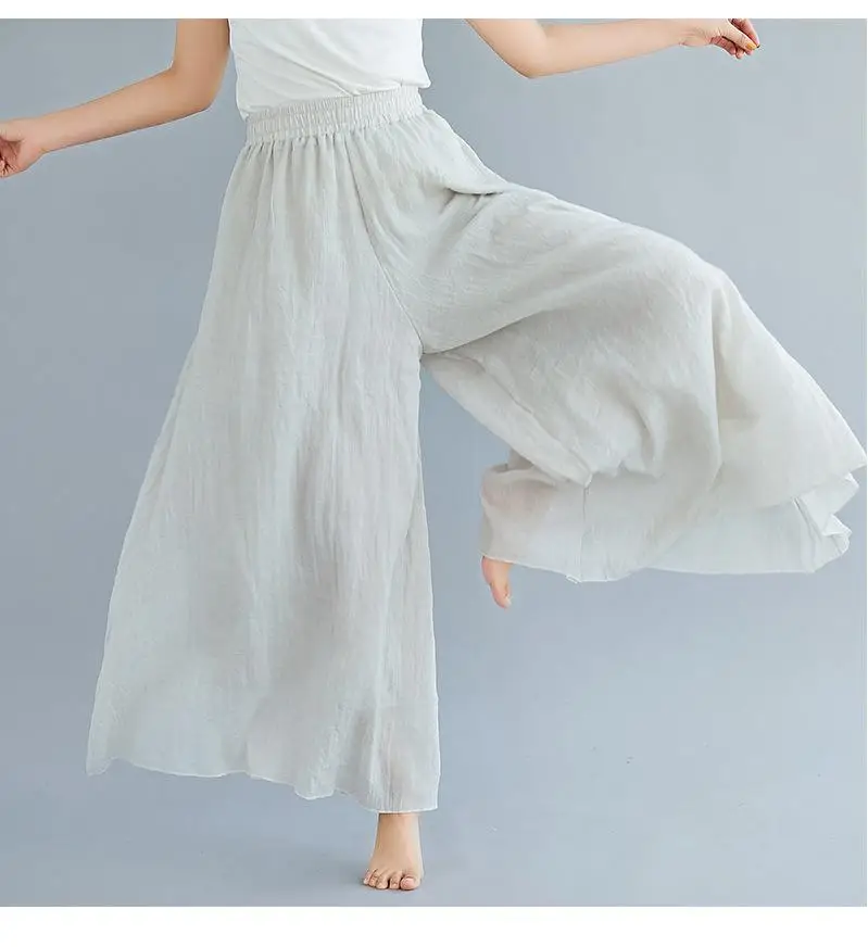 Johnature Ankle-length Pant Casual Loose Elastic Waist Multiple Color Wide Leg Pants 2026 New Clothes National Style Women Pants