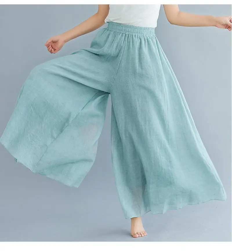 Johnature Ankle-length Pant Casual Loose Elastic Waist Multiple Color Wide Leg Pants 2026 New Clothes National Style Women Pants