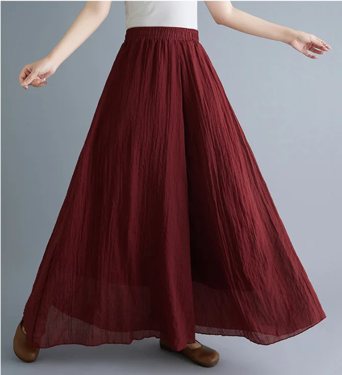 Johnature Ankle-length Pant Casual Loose Elastic Waist Multiple Color Wide Leg Pants 2026 New Clothes National Style Women Pants