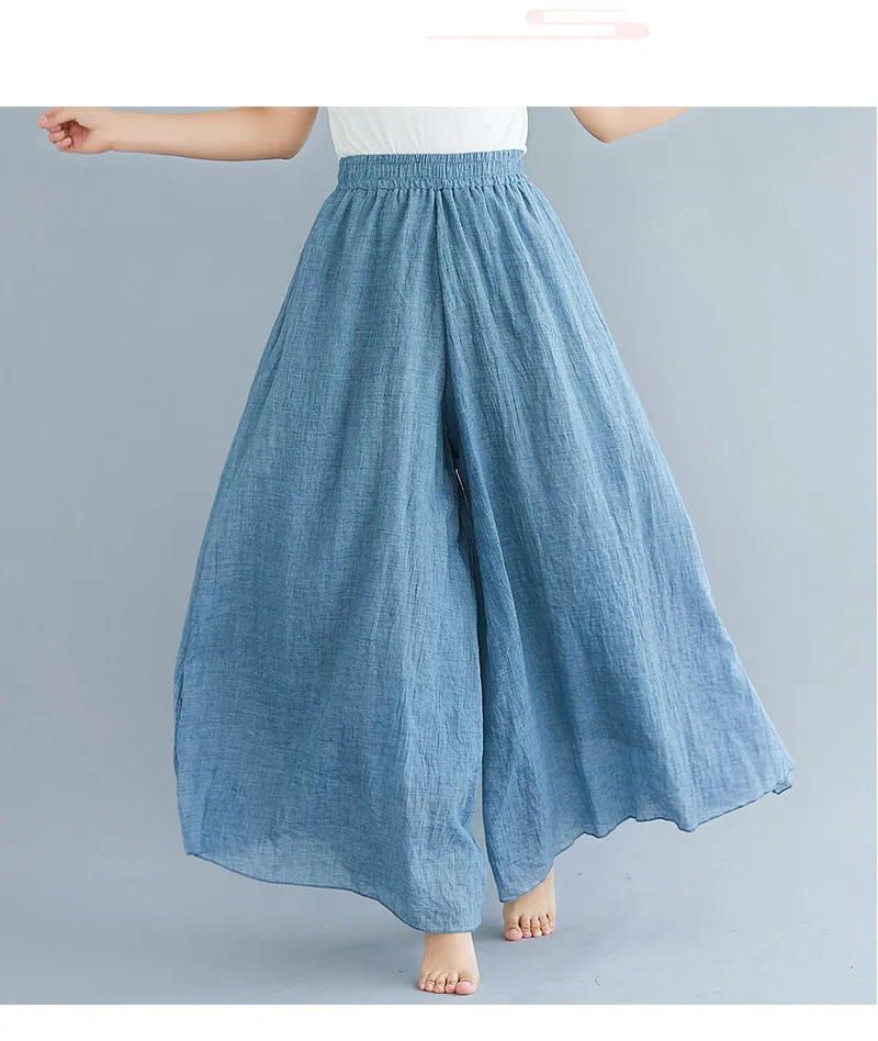 Johnature Ankle-length Pant Casual Loose Elastic Waist Multiple Color Wide Leg Pants 2026 New Clothes National Style Women Pants
