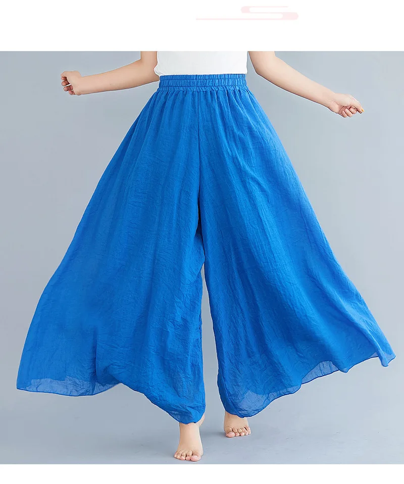 Johnature Ankle-length Pant Casual Loose Elastic Waist Multiple Color Wide Leg Pants 2026 New Clothes National Style Women Pants