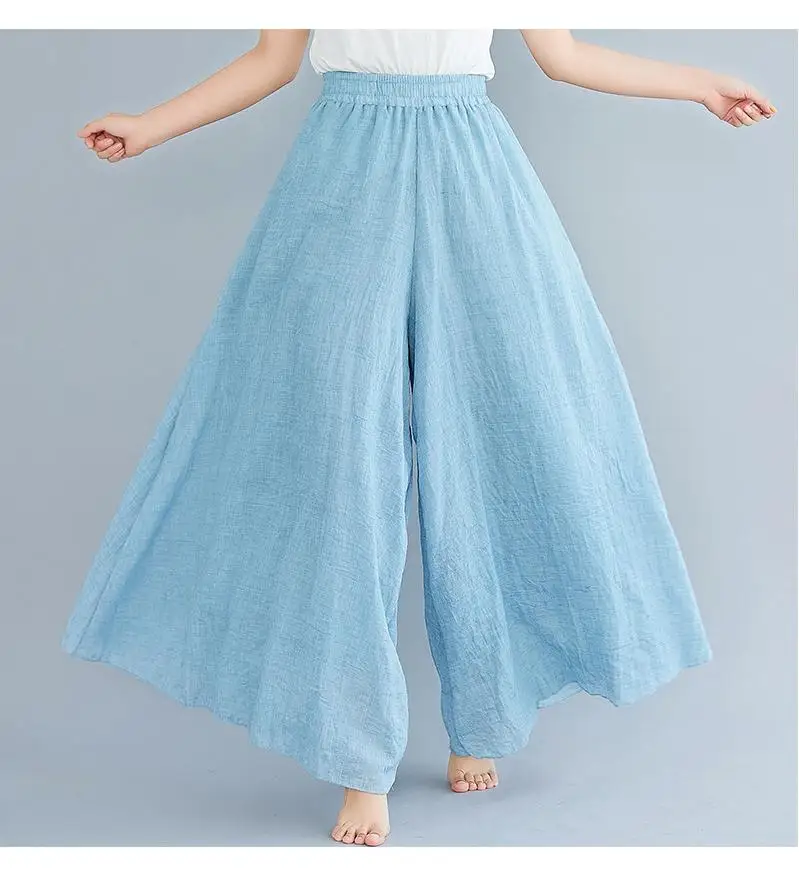 Johnature Ankle-length Pant Casual Loose Elastic Waist Multiple Color Wide Leg Pants 2026 New Clothes National Style Women Pants