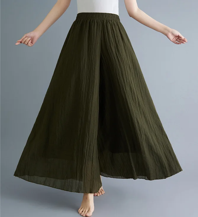 Johnature Ankle-length Pant Casual Loose Elastic Waist Multiple Color Wide Leg Pants 2026 New Clothes National Style Women Pants