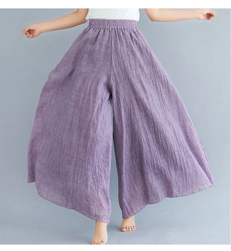 Johnature Ankle-length Pant Casual Loose Elastic Waist Multiple Color Wide Leg Pants 2026 New Clothes National Style Women Pants