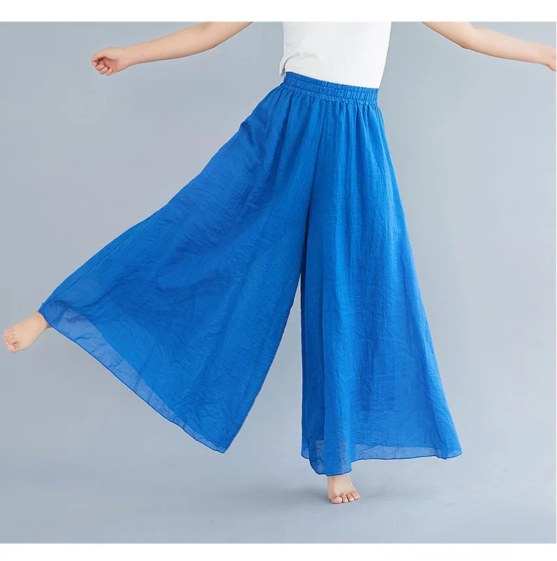 Johnature Ankle-length Pant Casual Loose Elastic Waist Multiple Color Wide Leg Pants 2026 New Clothes National Style Women Pants