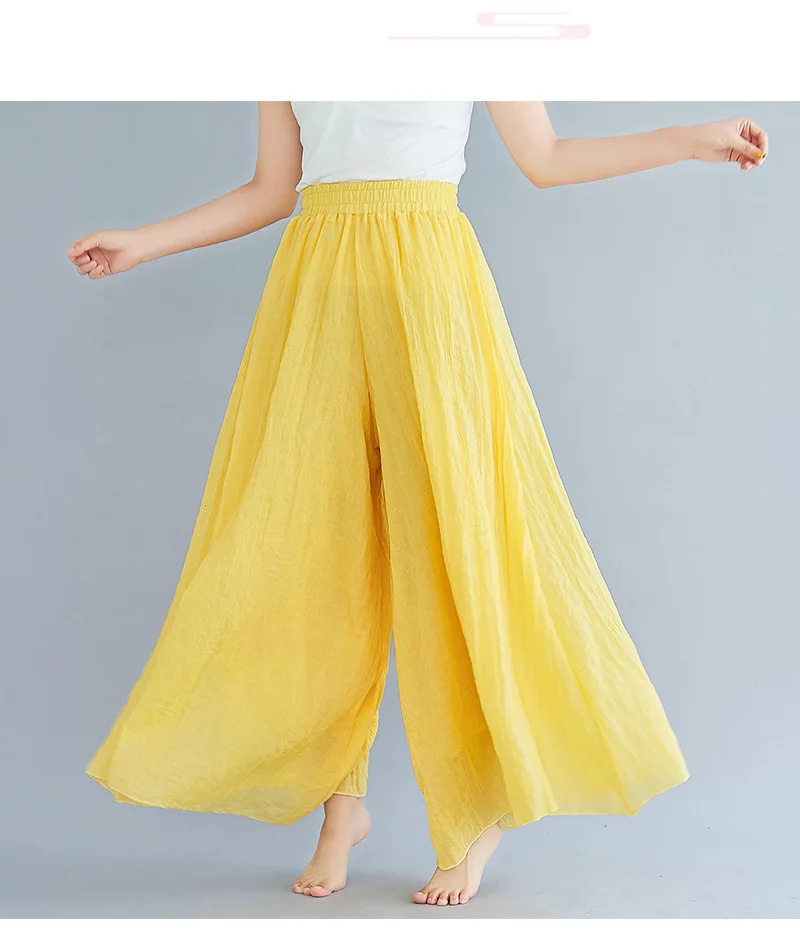 Johnature Ankle-length Pant Casual Loose Elastic Waist Multiple Color Wide Leg Pants 2026 New Clothes National Style Women Pants