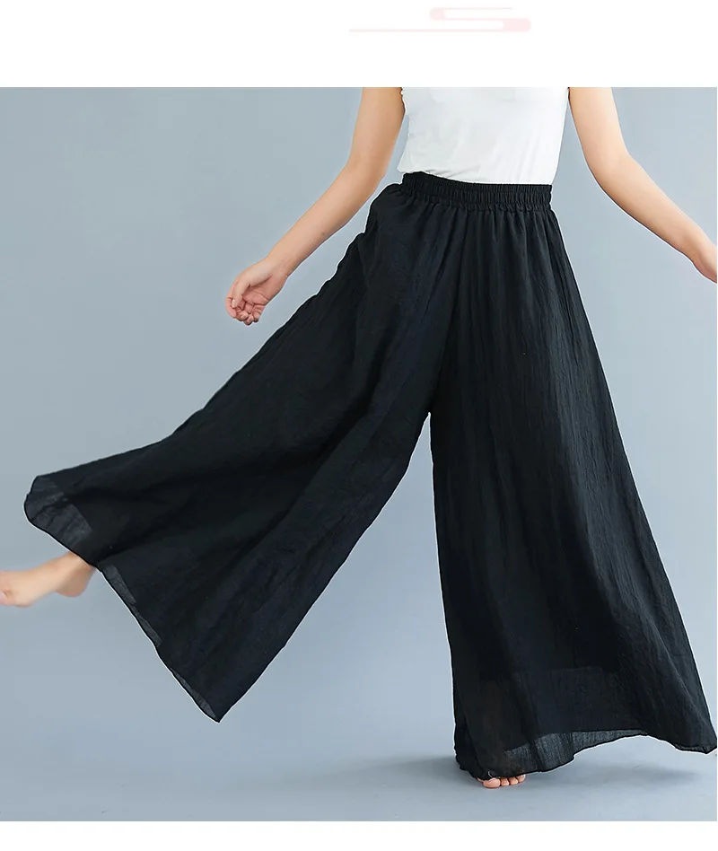 Johnature Ankle-length Pant Casual Loose Elastic Waist Multiple Color Wide Leg Pants 2026 New Clothes National Style Women Pants