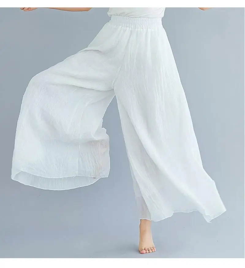 Johnature Ankle-length Pant Casual Loose Elastic Waist Multiple Color Wide Leg Pants 2026 New Clothes National Style Women Pants