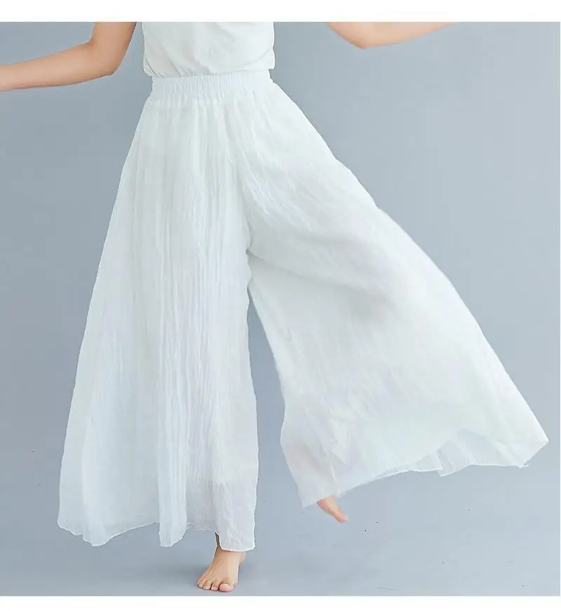 Johnature Ankle-length Pant Casual Loose Elastic Waist Multiple Color Wide Leg Pants 2026 New Clothes National Style Women Pants