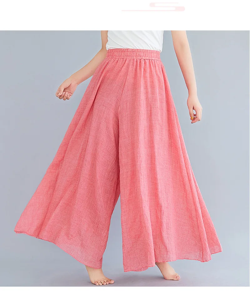 Johnature Ankle-length Pant Casual Loose Elastic Waist Multiple Color Wide Leg Pants 2026 New Clothes National Style Women Pants