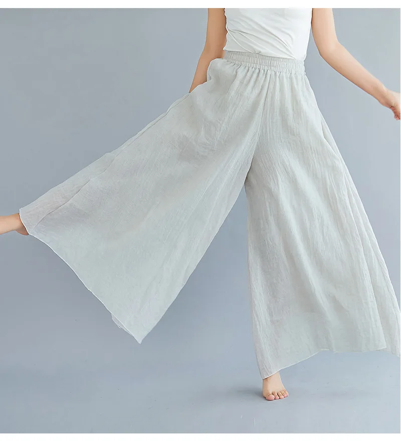 Johnature Ankle-length Pant Casual Loose Elastic Waist Multiple Color Wide Leg Pants 2026 New Clothes National Style Women Pants